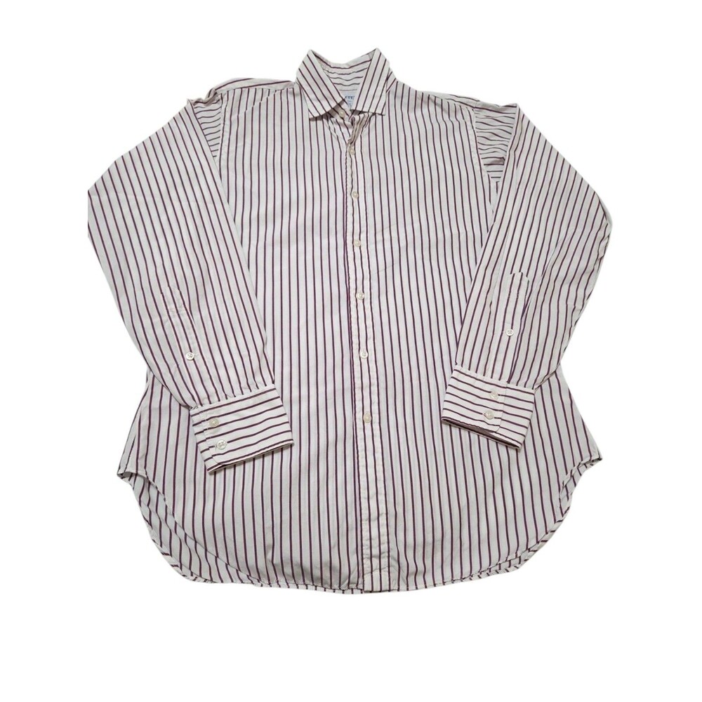 Burberrys Burberry Vintage Men's 16 Long Sleeve Button Up Shirt Gray Stripe D4.2